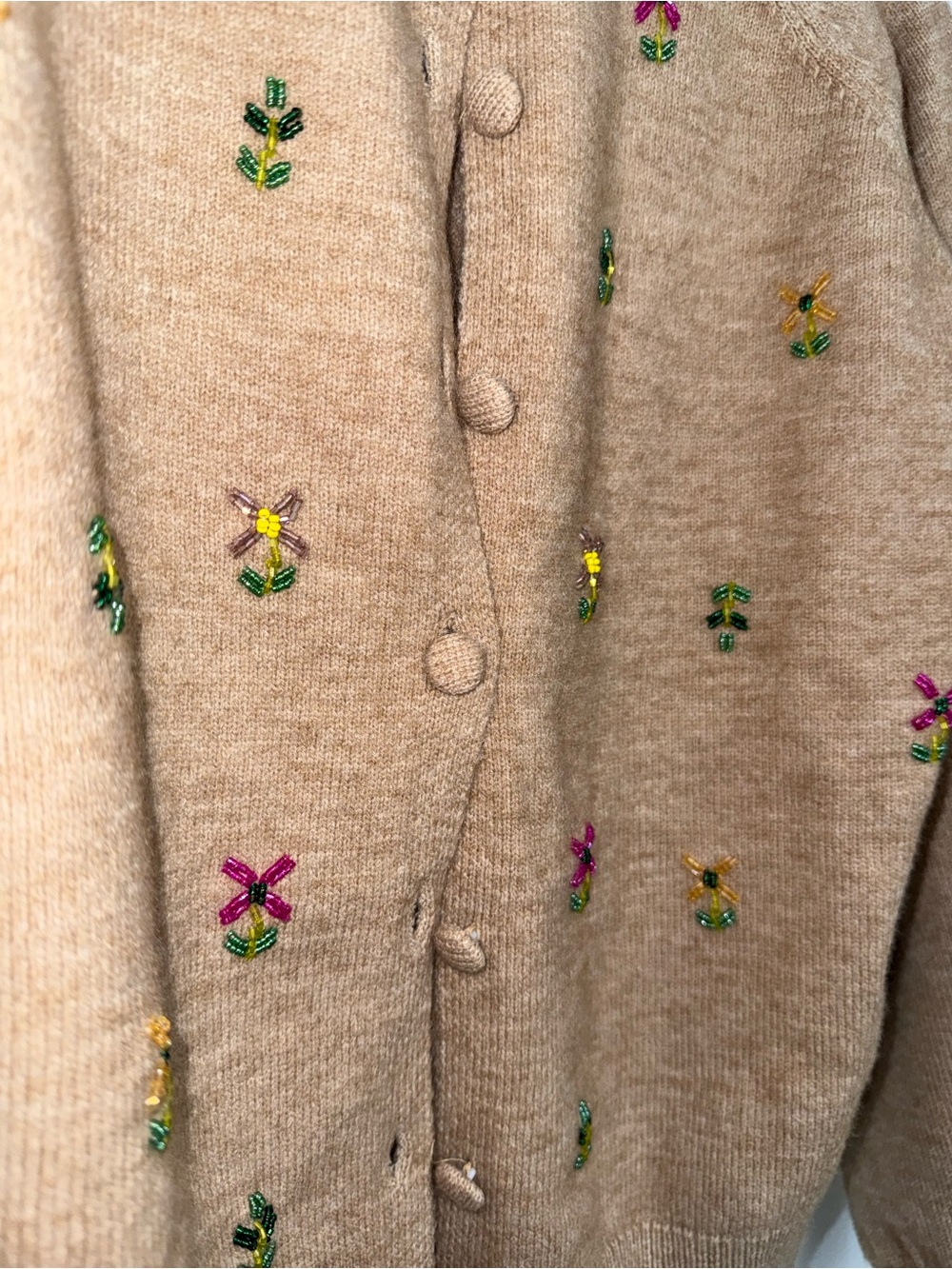 Hyacinth House Tan Embroidered Button-Up Cardigan Sweater - Picture 3 of 7